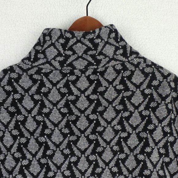 Chiaramente Sweater Womens Large White Black Geometric Wool Open Knit Italy - Picture 7 of 10